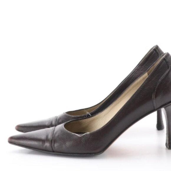 Gucci Brown Leather Pointed-Toe Pumps - Picture 3 of 5